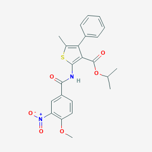 molecular formula C23H22N2O6S B450528 Isopropyl 2-({3-nitro-4-methoxybenzoyl}amino)-5-methyl-4-phenyl-3-thiophenecarboxylate 
