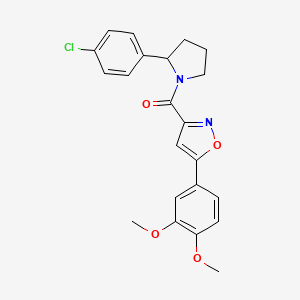 molecular formula C22H21ClN2O4 B4505303 3-{[2-(4-chlorophenyl)-1-pyrrolidinyl]carbonyl}-5-(3,4-dimethoxyphenyl)isoxazole 