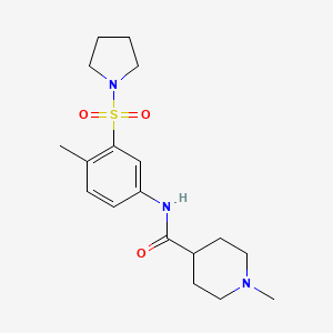 molecular formula C18H27N3O3S B4505369 1-methyl-N-[4-methyl-3-(1-pyrrolidinylsulfonyl)phenyl]-4-piperidinecarboxamide 