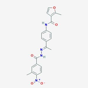 molecular formula C22H20N4O5 B450540 N-[4-(N-{4-nitro-3-methylbenzoyl}ethanehydrazonoyl)phenyl]-2-methyl-3-furamide 