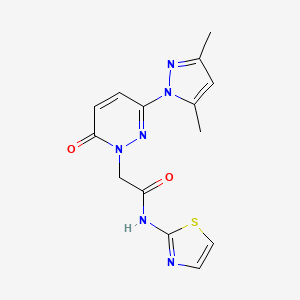 molecular formula C14H14N6O2S B4505447 2-[3-(3,5-二甲基-1H-吡唑-1-基)-6-氧代-1(6H)-吡啶二嗪基]-N-1,3-噻唑-2-乙酰胺 