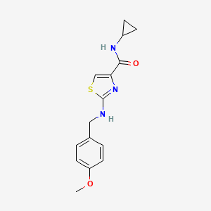 molecular formula C15H17N3O2S B4505460 N-cyclopropyl-2-[(4-methoxybenzyl)amino]-1,3-thiazole-4-carboxamide 