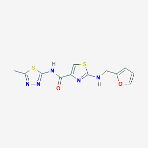 molecular formula C12H11N5O2S2 B4505493 2-[(2-呋喃甲基)氨基]-N-(5-甲基-1,3,4-噻二唑-2-基)-1,3-噻唑-4-甲酰胺 