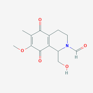 B045055 1-(hydroxymethyl)-7-methoxy-6-methyl-5,8-dioxo-3,4-dihydro-1H-isoquinoline-2-carbaldehyde CAS No. 124909-66-6
