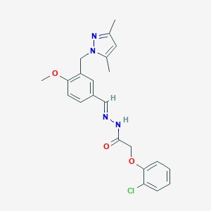 2-(2-chlorophenoxy)-N'-[(E)-{3-[(3,5-dimethyl-1H-pyrazol-1-yl)methyl]-4-methoxyphenyl}methylidene]acetohydrazide