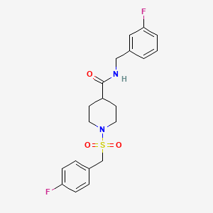 molecular formula C20H22F2N2O3S B4505512 N-(3-氟苄基)-1-[(4-氟苄基)磺酰基]-4-哌啶甲酰胺 