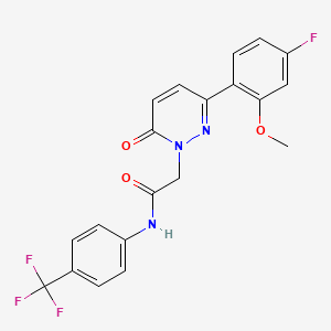 molecular formula C20H15F4N3O3 B4505516 2-[3-(4-fluoro-2-methoxyphenyl)-6-oxopyridazin-1(6H)-yl]-N-[4-(trifluoromethyl)phenyl]acetamide 