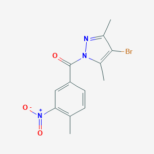 molecular formula C13H12BrN3O3 B450555 4-bromo-1-{3-nitro-4-methylbenzoyl}-3,5-dimethyl-1H-pyrazole 
