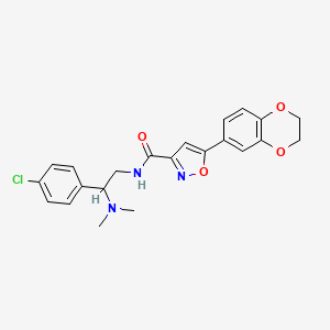 molecular formula C22H22ClN3O4 B4505563 N-[2-(4-chlorophenyl)-2-(dimethylamino)ethyl]-5-(2,3-dihydro-1,4-benzodioxin-6-yl)-1,2-oxazole-3-carboxamide 