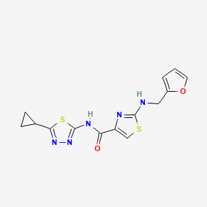 molecular formula C14H13N5O2S2 B4505578 N-(5-环丙基-1,3,4-噻二唑-2-基)-2-[(2-呋喃甲基)氨基]-1,3-噻唑-4-羧酰胺 