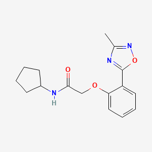 molecular formula C16H19N3O3 B4505589 N-cyclopentyl-2-[2-(3-methyl-1,2,4-oxadiazol-5-yl)phenoxy]acetamide 