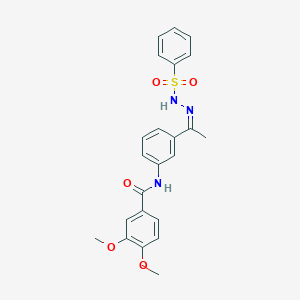 molecular formula C23H23N3O5S B450567 3,4-dimethoxy-N-{3-[N-(phenylsulfonyl)ethanehydrazonoyl]phenyl}benzamide 