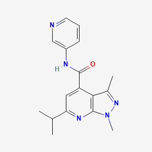 molecular formula C17H19N5O B4505687 1,3-dimethyl-6-(propan-2-yl)-N-(pyridin-3-yl)-1H-pyrazolo[3,4-b]pyridine-4-carboxamide 