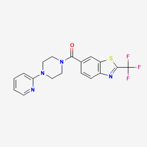 molecular formula C18H15F3N4OS B4505705 6-{[4-(2-pyridinyl)-1-piperazinyl]carbonyl}-2-(trifluoromethyl)-1,3-benzothiazole 