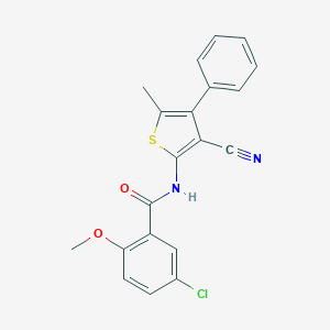 5-chloro-N-(3-cyano-5-methyl-4-phenylthiophen-2-yl)-2-methoxybenzamide