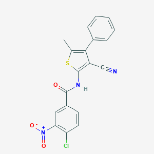 4-chloro-N-(3-cyano-5-methyl-4-phenylthiophen-2-yl)-3-nitrobenzamide