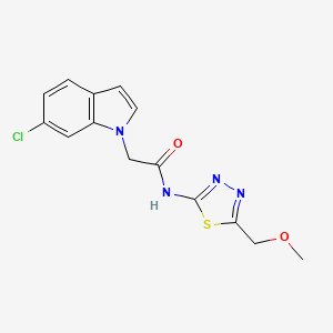 2-(6-chloro-1H-indol-1-yl)-N-[(2E)-5-(methoxymethyl)-1,3,4-thiadiazol-2(3H)-ylidene]acetamide