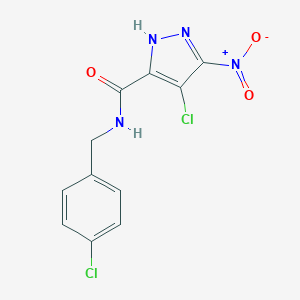 molecular formula C11H8Cl2N4O3 B450581 4-chloro-N-[(4-chlorophenyl)methyl]-3-nitro-1H-pyrazole-5-carboxamide 