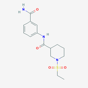 molecular formula C15H21N3O4S B4505846 N-[3-(氨基羰基)苯基]-1-(乙基磺酰基)-3-哌啶甲酰胺 