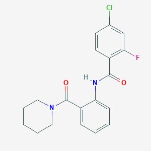 molecular formula C19H18ClFN2O2 B4505854 4-氯-2-氟-N-[2-(1-哌啶基羰基)苯基]苯甲酰胺 