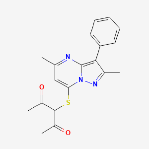 3-[(2,5-Dimethyl-3-phenylpyrazolo[1,5-a]pyrimidin-7-yl)sulfanyl]pentane-2,4-dione