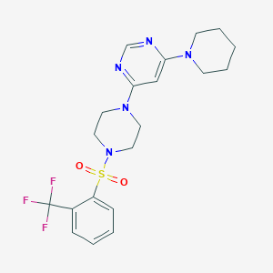 molecular formula C20H24F3N5O2S B4505882 4-(1-piperidinyl)-6-(4-{[2-(trifluoromethyl)phenyl]sulfonyl}-1-piperazinyl)pyrimidine 