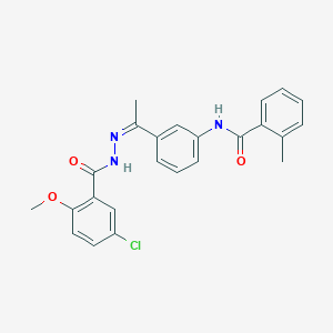N-{3-[N-(5-chloro-2-methoxybenzoyl)ethanehydrazonoyl]phenyl}-2-methylbenzamide