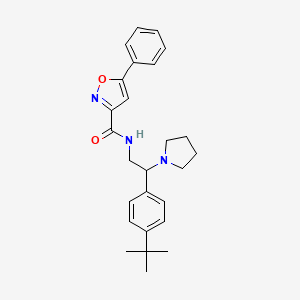 molecular formula C26H31N3O2 B4505955 N-[2-(4-tert-butylphenyl)-2-(pyrrolidin-1-yl)ethyl]-5-phenyl-1,2-oxazole-3-carboxamide 