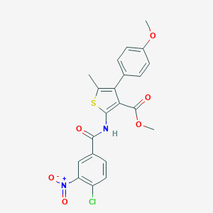 molecular formula C21H17ClN2O6S B450598 Methyl 2-({4-chloro-3-nitrobenzoyl}amino)-4-(4-methoxyphenyl)-5-methylthiophene-3-carboxylate 
