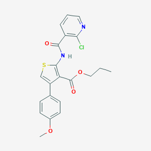 molecular formula C21H19ClN2O4S B450599 Propyl 2-{[(2-chloro-3-pyridinyl)carbonyl]amino}-4-(4-methoxyphenyl)-3-thiophenecarboxylate 