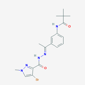 N-(3-{N-[(4-bromo-1-methyl-1H-pyrazol-3-yl)carbonyl]ethanehydrazonoyl}phenyl)-2,2-dimethylpropanamide