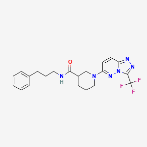 molecular formula C21H23F3N6O B4506045 N-(3-phenylpropyl)-1-[3-(trifluoromethyl)[1,2,4]triazolo[4,3-b]pyridazin-6-yl]piperidine-3-carboxamide 