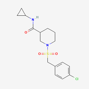 molecular formula C16H21ClN2O3S B4506077 1-[(4-chlorobenzyl)sulfonyl]-N-cyclopropyl-3-piperidinecarboxamide 