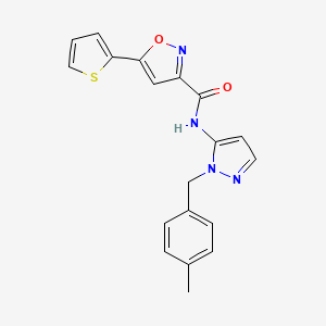 N-{1-[(4-METHYLPHENYL)METHYL]-1H-PYRAZOL-5-YL}-5-(THIOPHEN-2-YL)-1,2-OXAZOLE-3-CARBOXAMIDE