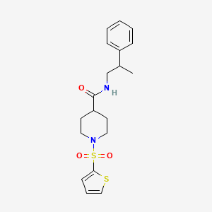 molecular formula C19H24N2O3S2 B4506102 N-(2-苯基丙基)-1-(2-噻吩磺酰基)-4-哌啶甲酰胺 