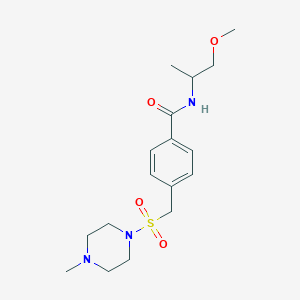 molecular formula C17H27N3O4S B4506104 N-(2-methoxy-1-methylethyl)-4-{[(4-methyl-1-piperazinyl)sulfonyl]methyl}benzamide 