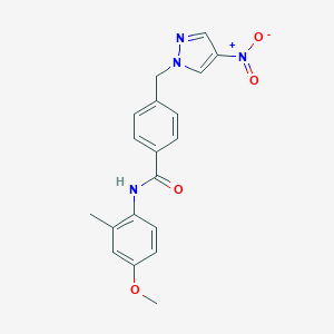 4-({4-nitro-1H-pyrazol-1-yl}methyl)-N-(4-methoxy-2-methylphenyl)benzamide