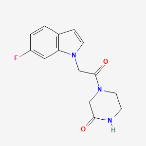 molecular formula C14H14FN3O2 B4506120 4-[(6-fluoro-1H-indol-1-yl)acetyl]piperazin-2-one 