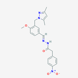 molecular formula C22H23N5O4 B450613 N'-{3-[(3,5-dimethyl-1H-pyrazol-1-yl)methyl]-4-methoxybenzylidene}-2-{4-nitrophenyl}acetohydrazide 
