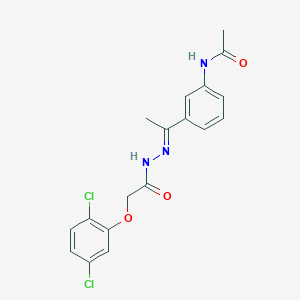 molecular formula C18H17Cl2N3O3 B450617 N-(3-{N-[(2,5-dichlorophenoxy)acetyl]ethanehydrazonoyl}phenyl)acetamide 