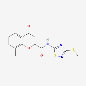 molecular formula C14H11N3O3S2 B4506189 8-methyl-N-[3-(methylthio)-1,2,4-thiadiazol-5-yl]-4-oxo-4H-chromene-2-carboxamide 