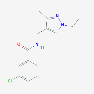 3-chloro-N-[(1-ethyl-3-methyl-1H-pyrazol-4-yl)methyl]benzamide