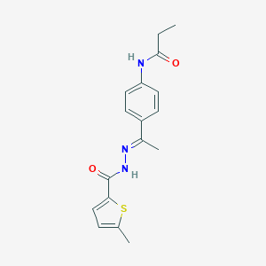 N-{4-[(1E)-1-{2-[(5-methylthiophen-2-yl)carbonyl]hydrazinylidene}ethyl]phenyl}propanamide