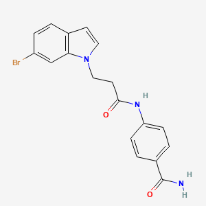 molecular formula C18H16BrN3O2 B4506282 4-{[3-(6-溴-1H-吲哚-1-基)丙酰基]氨基}苯甲酰胺 