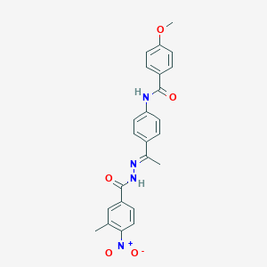 molecular formula C24H22N4O5 B450631 N-[4-(N-{4-nitro-3-methylbenzoyl}ethanehydrazonoyl)phenyl]-4-methoxybenzamide 