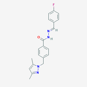 molecular formula C20H19FN4O B450637 4-[(3,5-dimethyl-1H-pyrazol-1-yl)methyl]-N'-(4-fluorobenzylidene)benzohydrazide 
