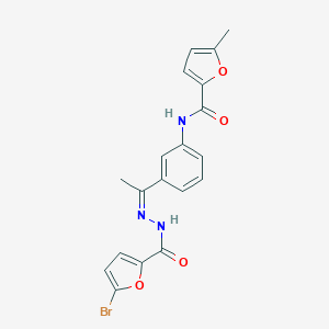 molecular formula C19H16BrN3O4 B450638 N-{3-[N-(5-bromo-2-furoyl)ethanehydrazonoyl]phenyl}-5-methyl-2-furamide 
