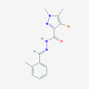 molecular formula C14H15BrN4O B450640 4-bromo-1,5-dimethyl-N'-(2-methylbenzylidene)-1H-pyrazole-3-carbohydrazide 