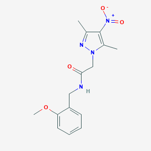 molecular formula C15H18N4O4 B450641 2-{4-nitro-3,5-dimethyl-1H-pyrazol-1-yl}-N-(2-methoxybenzyl)acetamide 