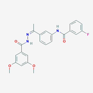 molecular formula C24H22FN3O4 B450642 N-{3-[N-(3,5-dimethoxybenzoyl)ethanehydrazonoyl]phenyl}-3-fluorobenzamide 